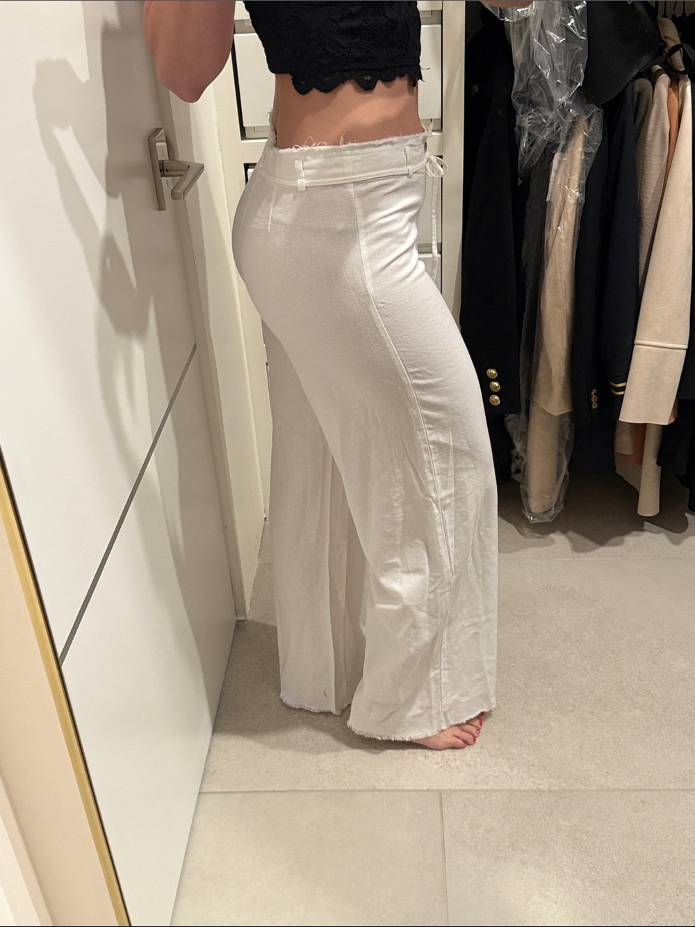 Mango ivory/White Linen-Blend pants small - Picture 2 of 7